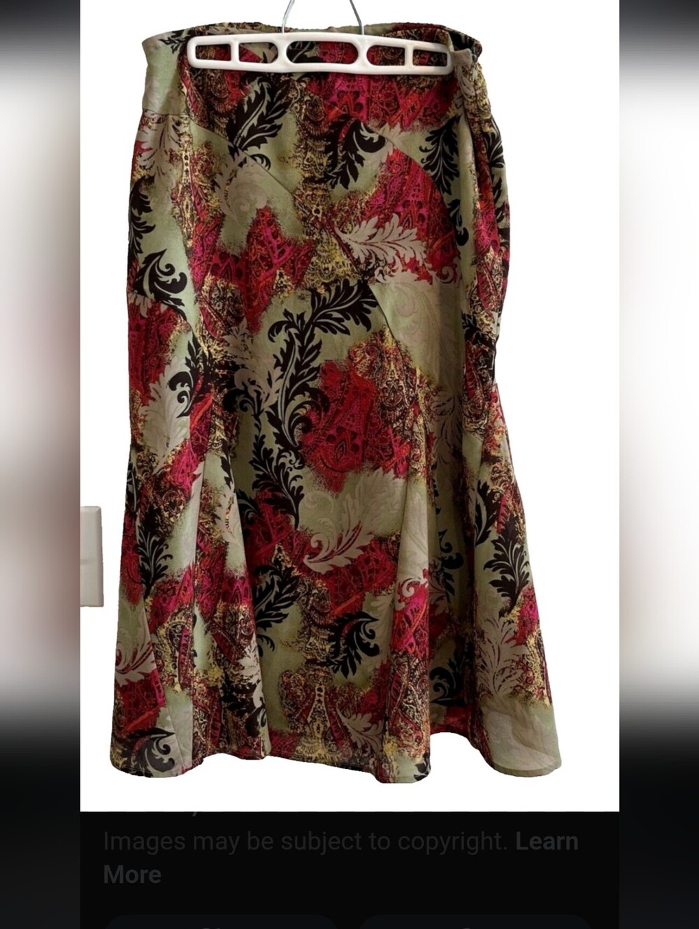 R.Q.T skirt plus size 16 green pink wine fall look floral pattern flowin…